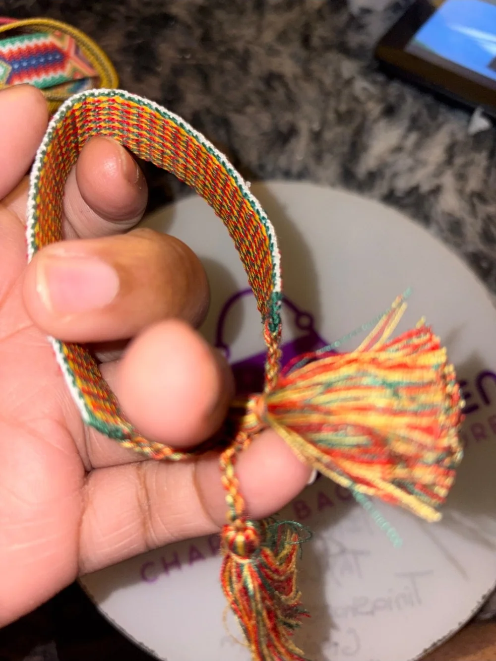 Embroidered Woven Friendship Bracelet - Floral Pattern